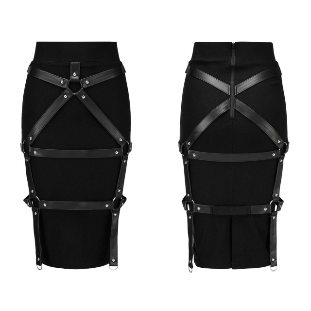 KILLSTAR Skirt Bad Bonds Midi Skirt. Black slim gothic skirt