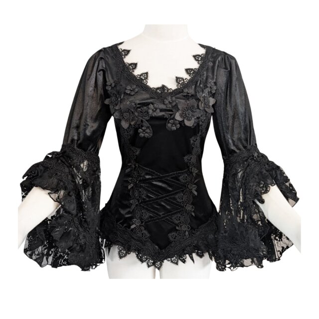 Victorian-Goth velvet shirt Empire of Thorns with flowers