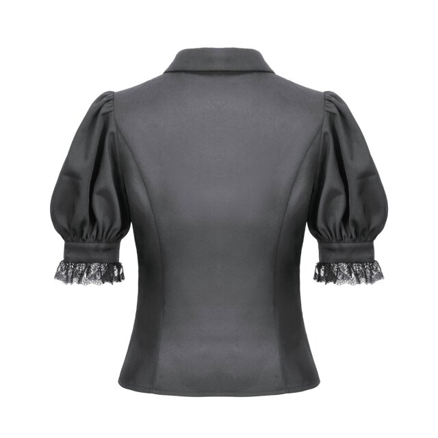 Schwarze Gothic Kurzarm-Bluse Whispers in Black