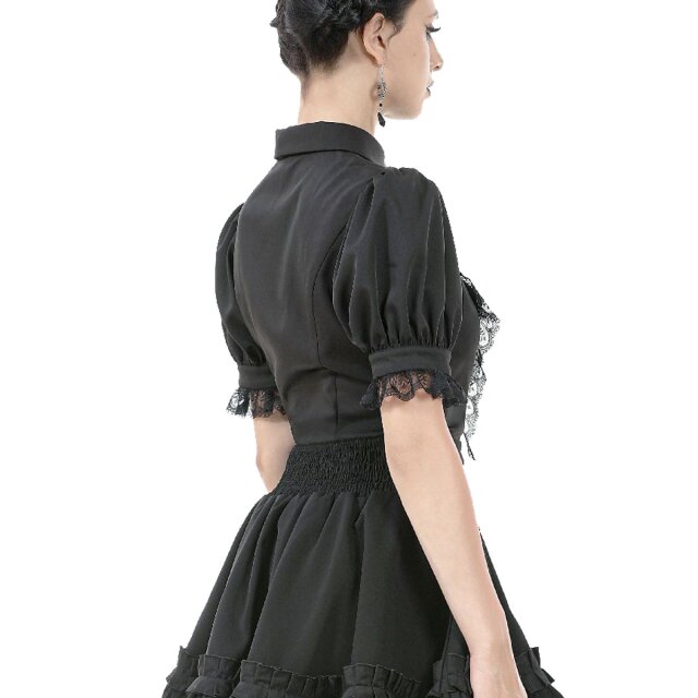 Schwarze Gothic Kurzarm-Bluse Whispers in Black