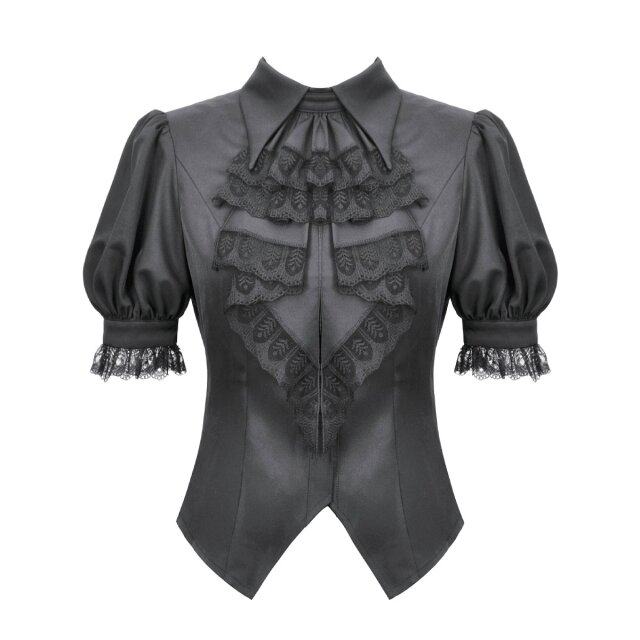 Schwarze Gothic Kurzarm-Bluse Whispers in Black