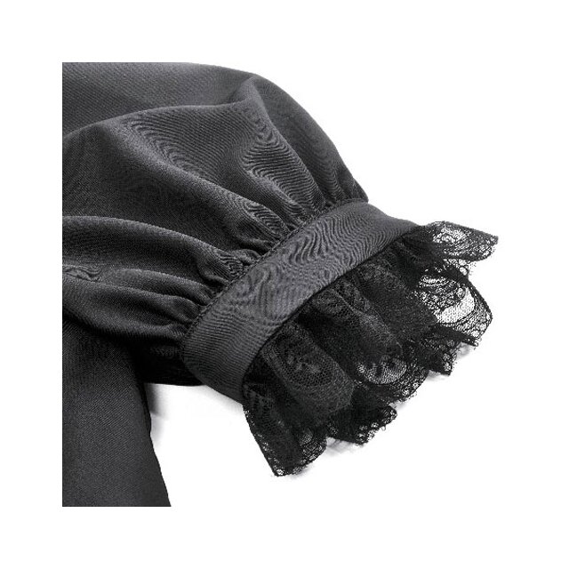 Schwarze Gothic Kurzarm-Bluse Whispers in Black XS