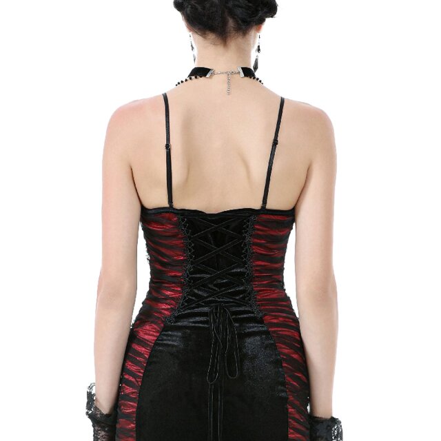 Gothic-Samthalsband mit Ketten und schwarzem Kreuz