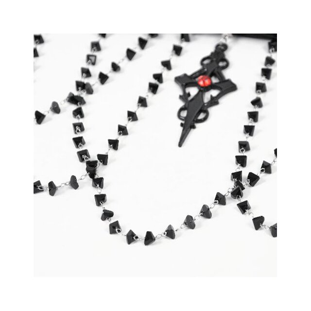 Gothic-Samthalsband mit Ketten und schwarzem Kreuz