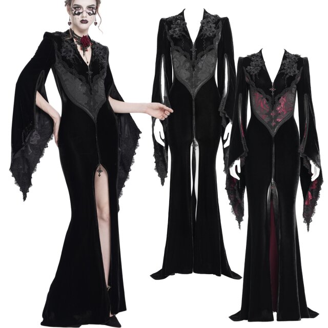 Gothic-Kleidmantel Candlelight Widow im Morticia-Stil