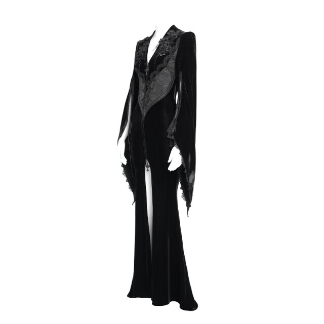 Gothic-Kleidmantel Candlelight Widow im Morticia-Stil uni-schwarz-M