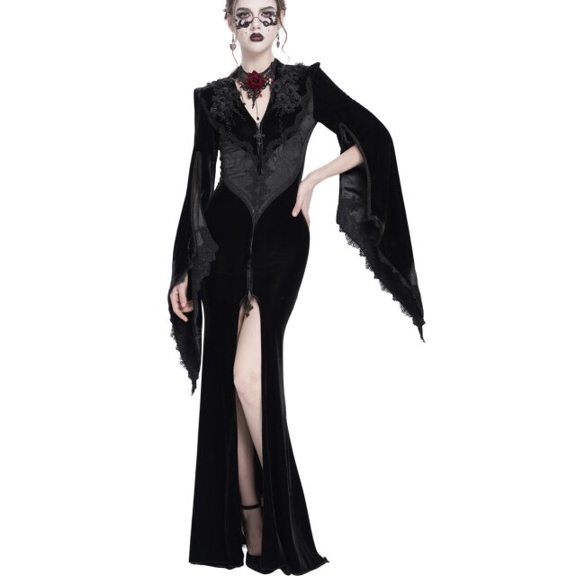 Gothic Dress Coat Candlelight Widow in Morticia Style plain black-