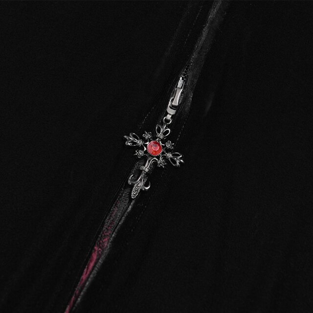 Gothic Dress Coat Candlelight Widow in Morticia Style black-red-