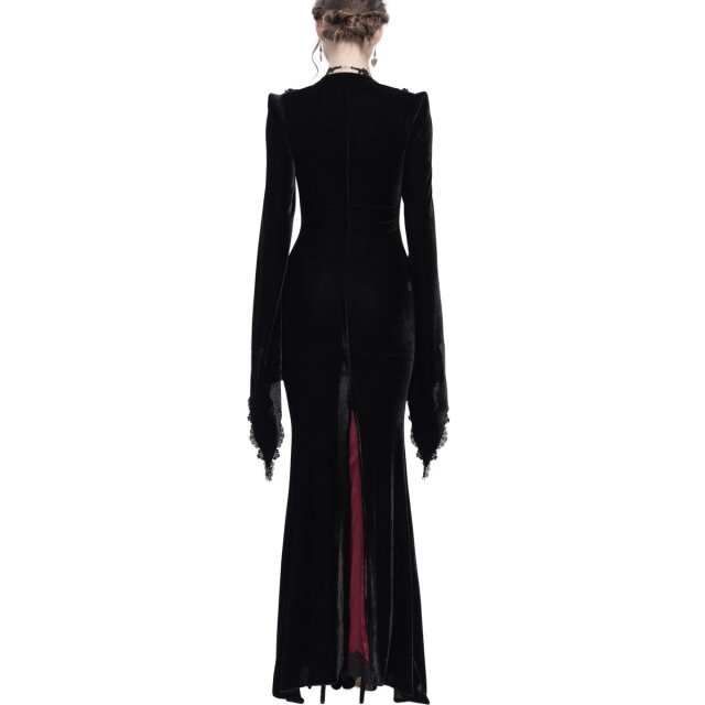 Gothic-Kleidmantel Candlelight Widow im Morticia-Stil schwarz-rot-XS