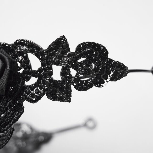 Punk Rave Diadem Crown Midnight Halo with Skull & Roses