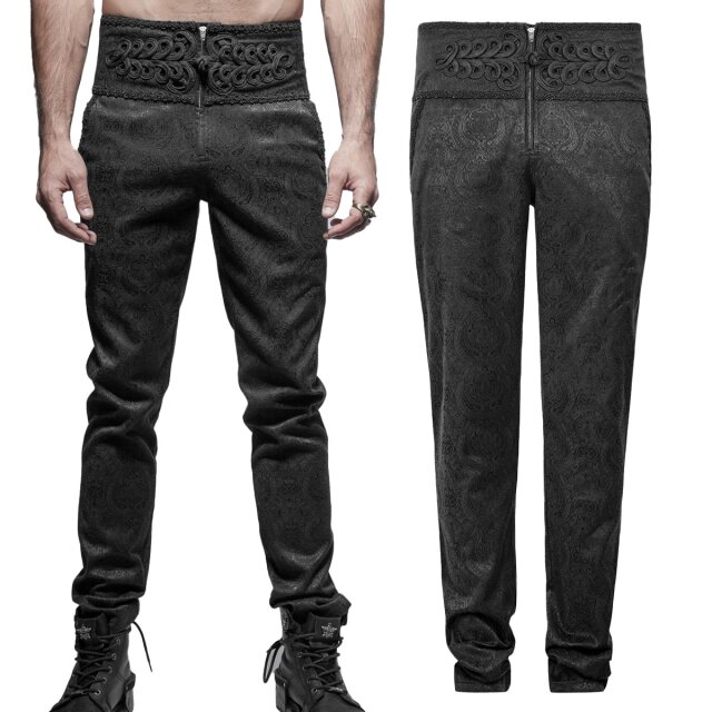 Punk Rave K-238 edle schwarze Brokat Herrenhose mit...