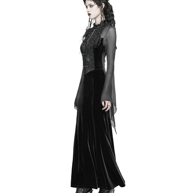 Langes Punk Rave Kleid Sacred Tears mit transparentem Top