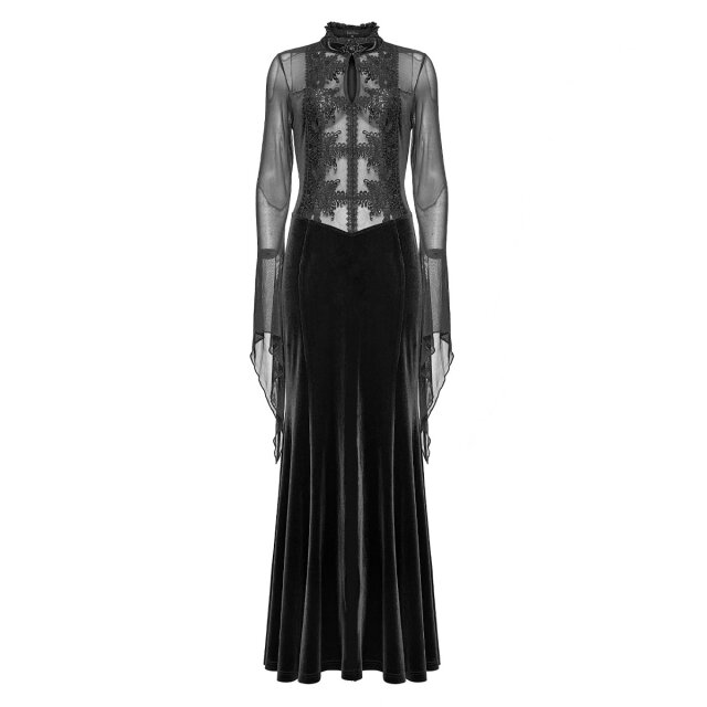 Langes Punk Rave Kleid Sacred Tears mit transparentem Top