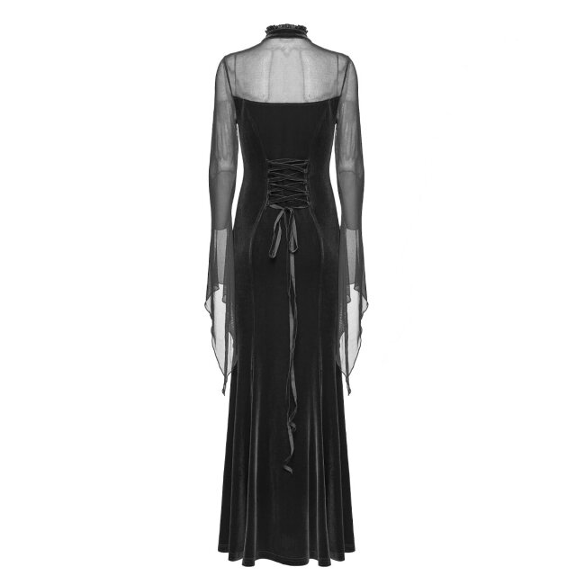 Langes Punk Rave Kleid Sacred Tears mit transparentem Top