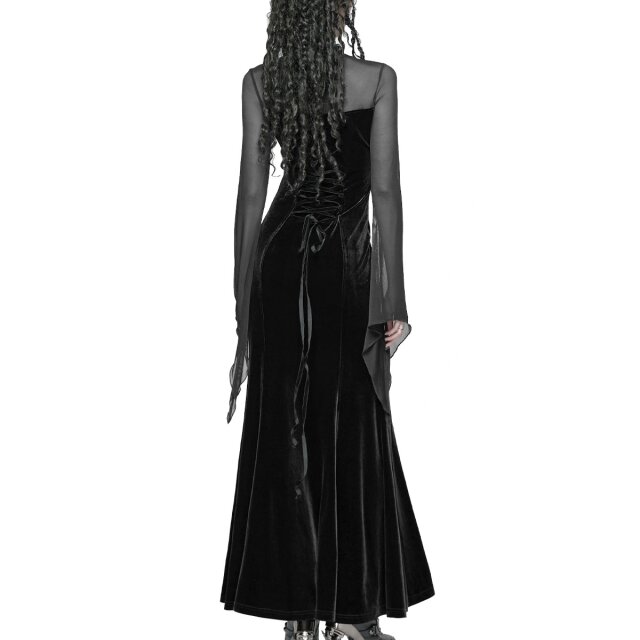 Langes Punk Rave Kleid Sacred Tears mit transparentem Top