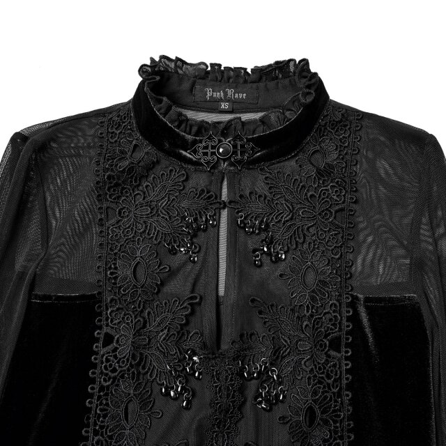 Langes Punk Rave Kleid Sacred Tears mit transparentem Top XS-S