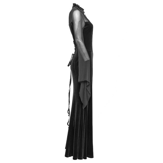 Langes Punk Rave Kleid Sacred Tears mit transparentem Top XS-S