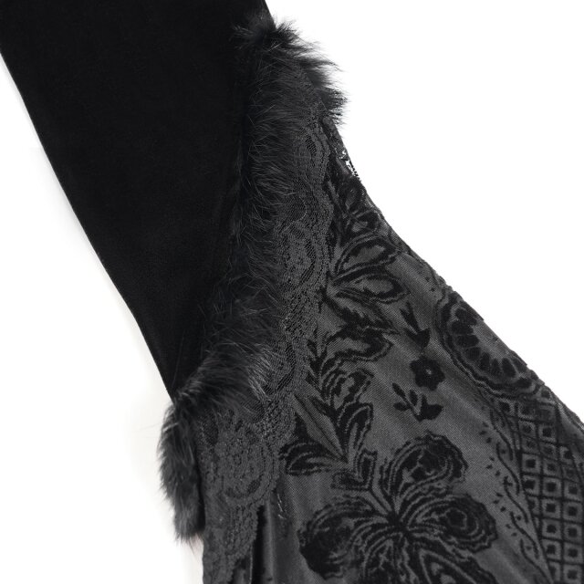 Langes Gothic-Kleid Mystic Abyss mit Kapuze S