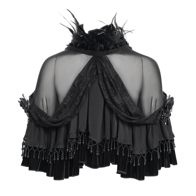 Eva Lady Gothic Mesh-Cape Eternal Grace mit Federn