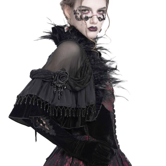 Eva Lady Gothic Mesh-Cape Eternal Grace mit Federn