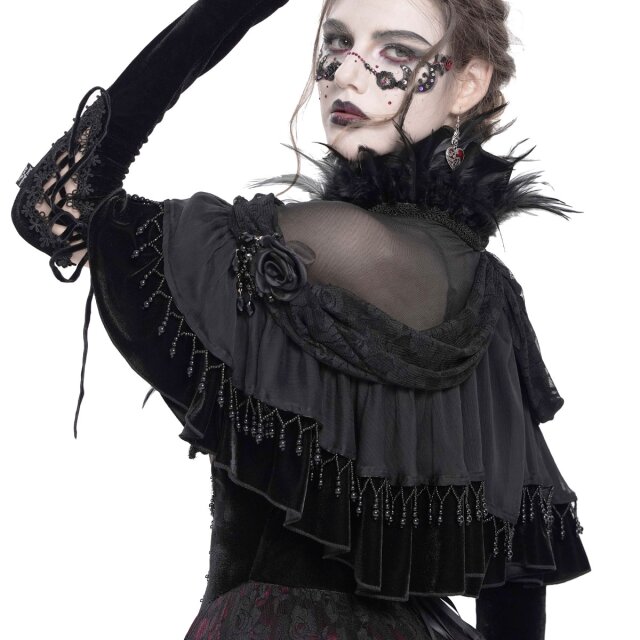 Eva Lady Gothic Mesh-Cape Eternal Grace mit Federn