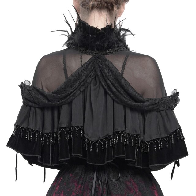 Eva Lady Gothic Mesh-Cape Eternal Grace mit Federn