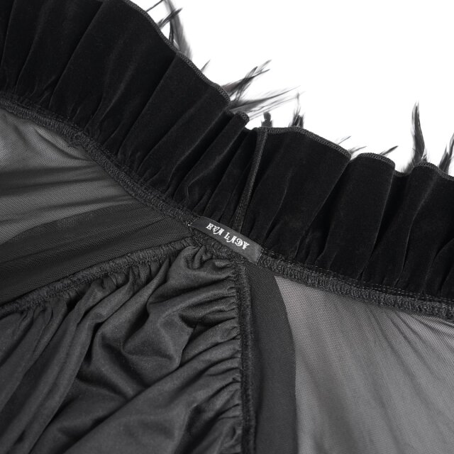 Eva Lady Gothic Mesh-Cape Eternal Grace mit Federn