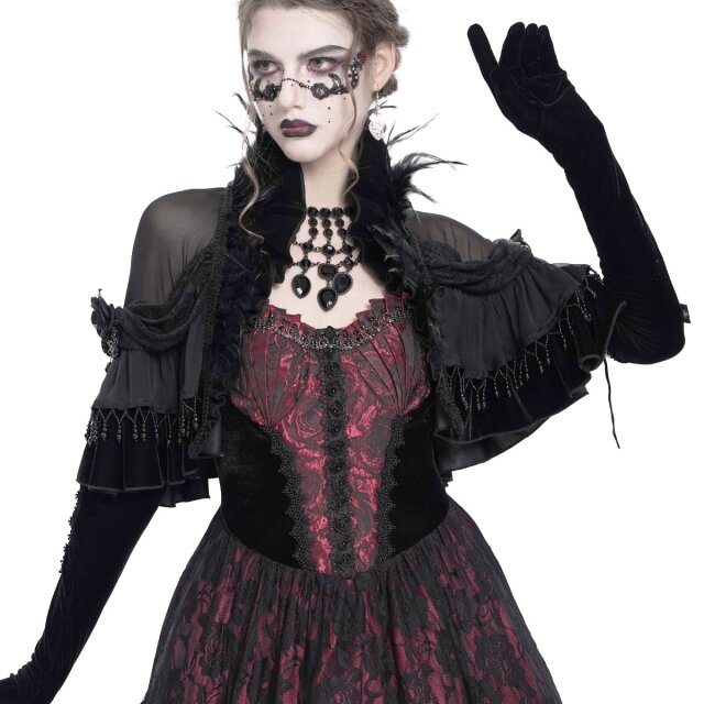 Eva Lady Gothic Mesh-Cape Eternal Grace mit Federn