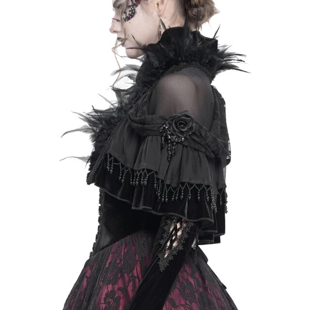 Eva Lady Gothic Mesh-Cape Eternal Grace mit Federn