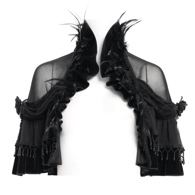 Eva Lady Gothic Mesh-Cape Eternal Grace mit Federn
