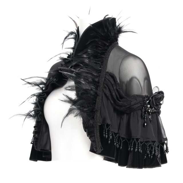 Eva Lady Gothic Mesh-Cape Eternal Grace mit Federn