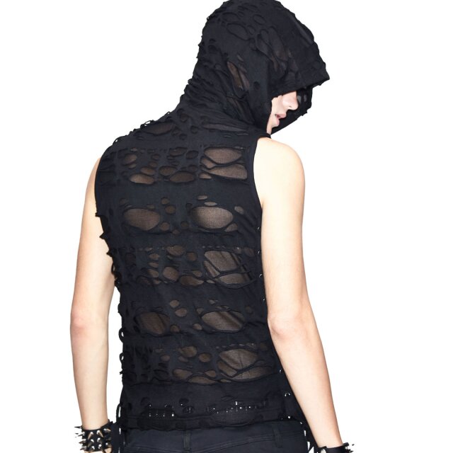 Devil Fashion Fetzentanktop In Tattered Silence mit Kapuze 4XL-5XL