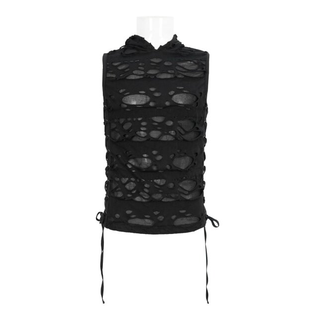 Devil Fashion Fetzentanktop In Tattered Silence mit Kapuze 4XL-5XL