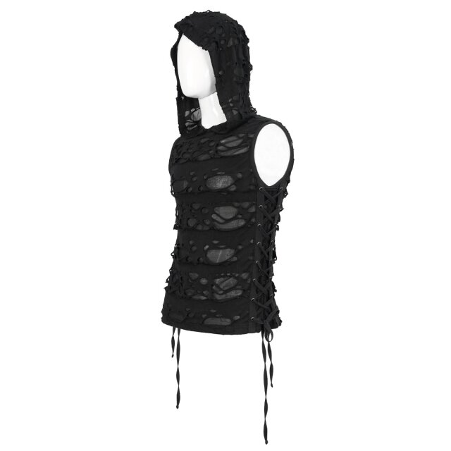 Devil Fashion Fetzentanktop In Tattered Silence mit Kapuze 4XL-5XL