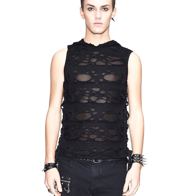Devil Fashion Fetzentanktop In Tattered Silence mit Kapuze L-XL