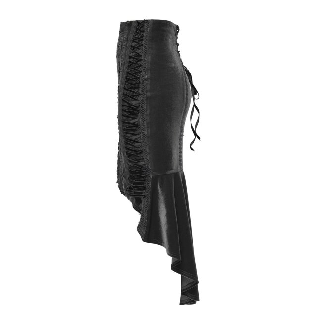 PUNK RAVE schmaler Samt-Midirock Rosarium Noctis L