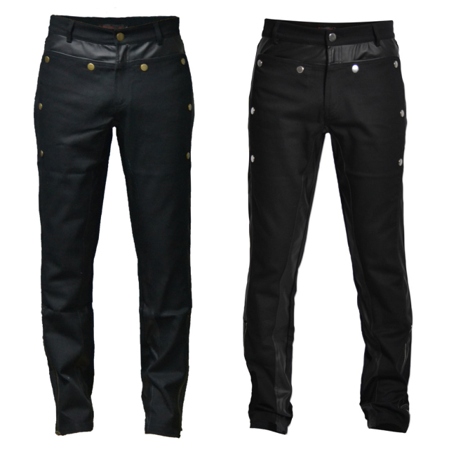 Schwarze Herren Gothic-Uniform Hose mit auffälligen Knöpfen
