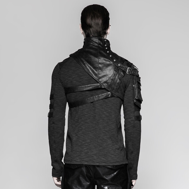 Gothic- / LARP- /Mittelalter-Kragen Falcon mit Oberarm-Tasche in schwarz oder braun - Farbe: schwarz