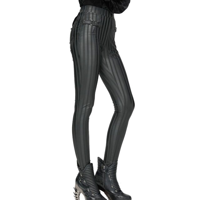 Punk Rave skinny Wetlook-Hose Broken Halo mit Streifen 3XL