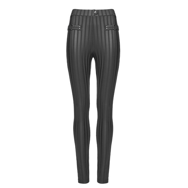 Punk Rave skinny Wetlook-Hose Broken Halo mit Streifen 3XL