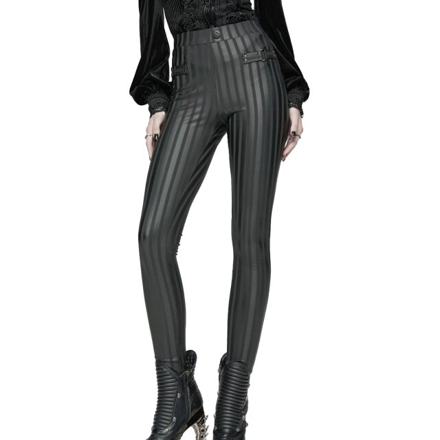 Punk Rave skinny wetlook trousers Broken Halo with stripes