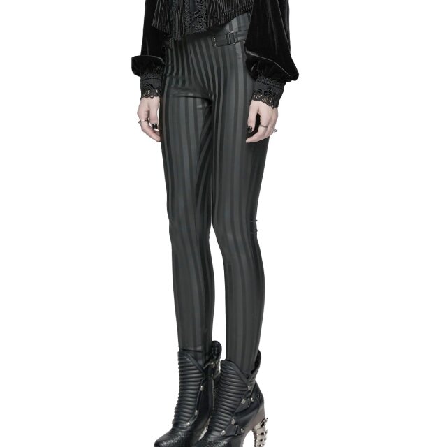 Punk Rave skinny wetlook trousers Broken Halo with stripes
