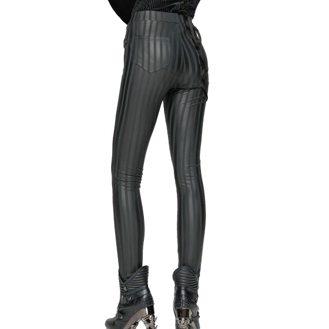 Punk Rave skinny wetlook trousers Broken Halo with stripes
