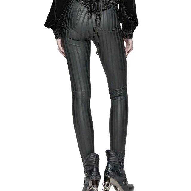 Punk Rave skinny wetlook trousers Broken Halo with stripes