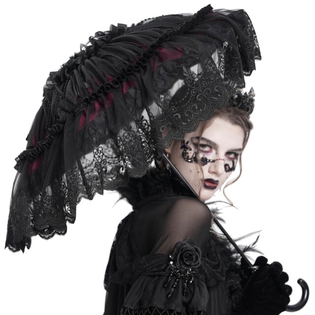 Black-and-red sun umbrella (EAS034) with a dark-romantic...