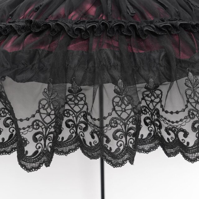 Schwarz-roter Gothic Sonnenschirm Whisper in the Shade