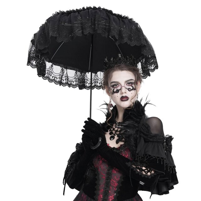 Schwarz-roter Gothic Sonnenschirm Whisper in the Shade