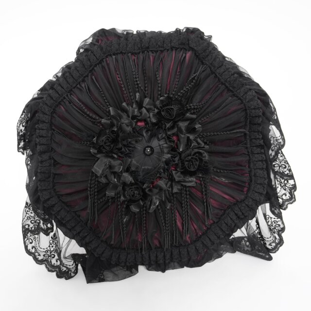 Schwarz-roter Gothic Sonnenschirm Whisper in the Shade