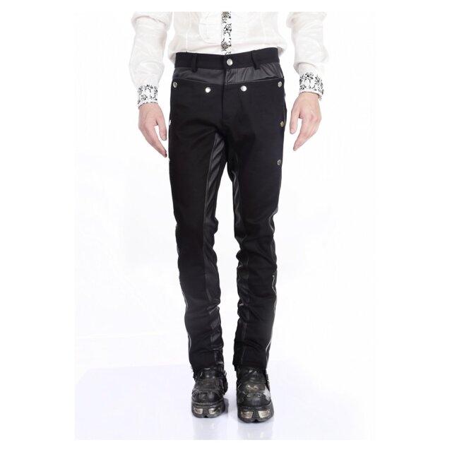 Gothic Herrenhose Colonel im Uniform-Look mit 2 Knopf-Farbvarianten - Größe: XXL - Knopffarbe: silber