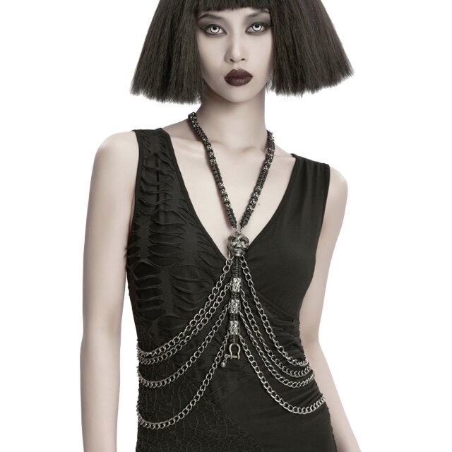 Punk Rave Chain Harness Das Letzte Ritual with Skulls